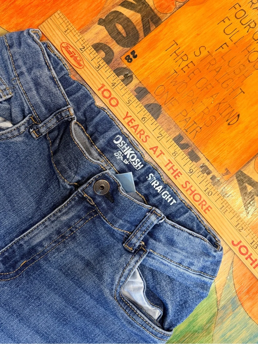OshKosh B'gosh Jeans Boys Size 12R/12A Blue Straight Leg Adjustable Waist Pull O